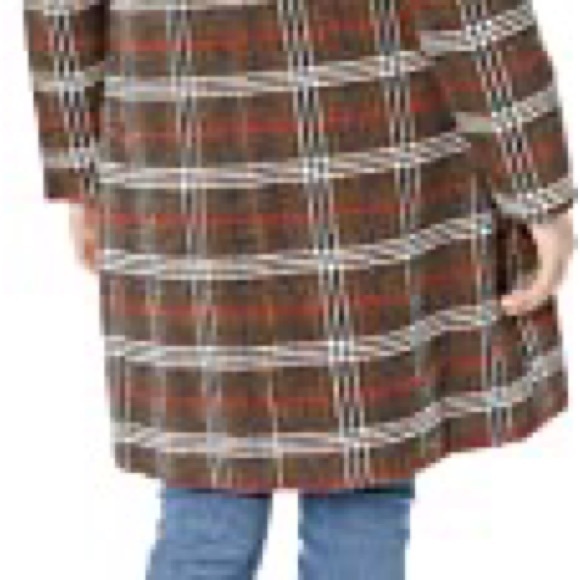 2X Urban Republic Plus Size Red Brown Plaid Flannel Long Coat NEW Jacket Winter - Picture 3 of 15